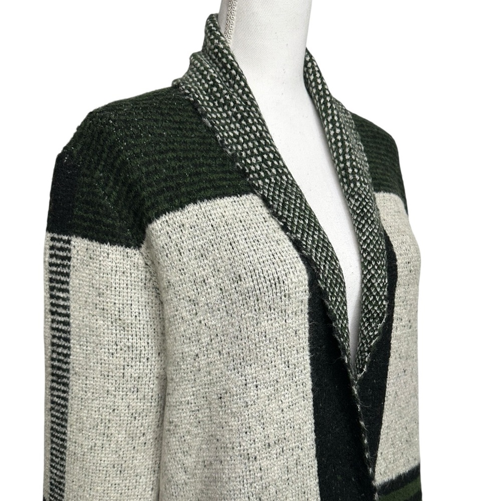 JOSEPH A / Black Green Cream Plaid Long sweater / Small / Preppy Bohemian Fall - Picture 10 of 15